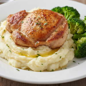 Chicken Thighs over Mashed Potatoes